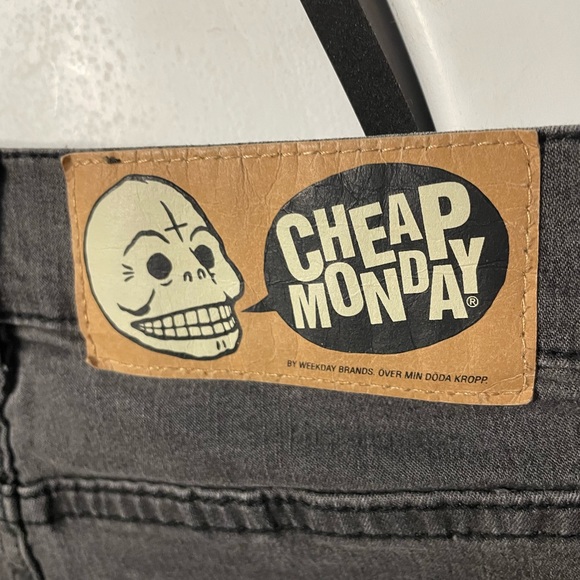 Cheap Monday H&M High Waisted Shorts Grey Denim Spring Jean Black Wash 25” - Picture 5 of 6